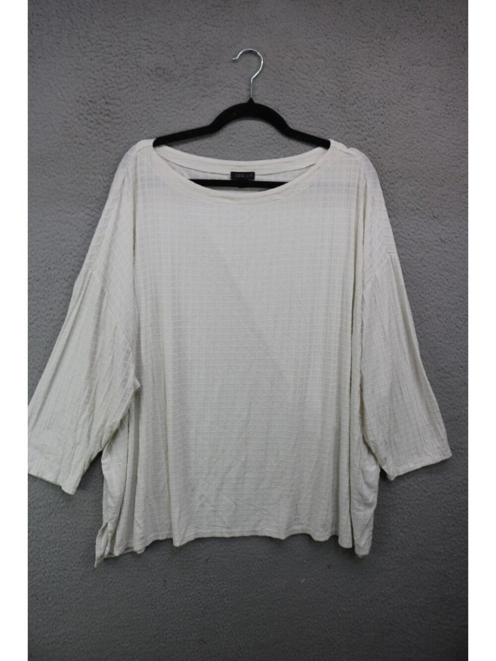 J. Jill Wearever 3/4 Sleeve Ivory Textured Tunic-3X-Cottagecore-Minimalist